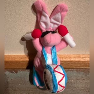 Plush Energizer Bunny pink rabbit playing drum vintage advertising memorabilia